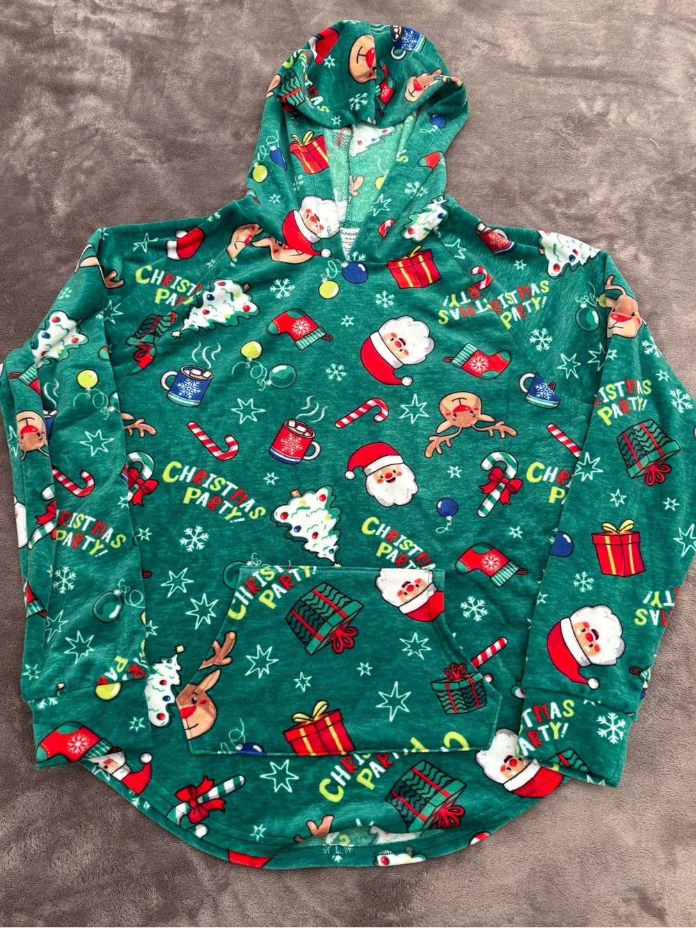 No Boundaries Green Christmas Party Holiday Hooded Sweatshirt